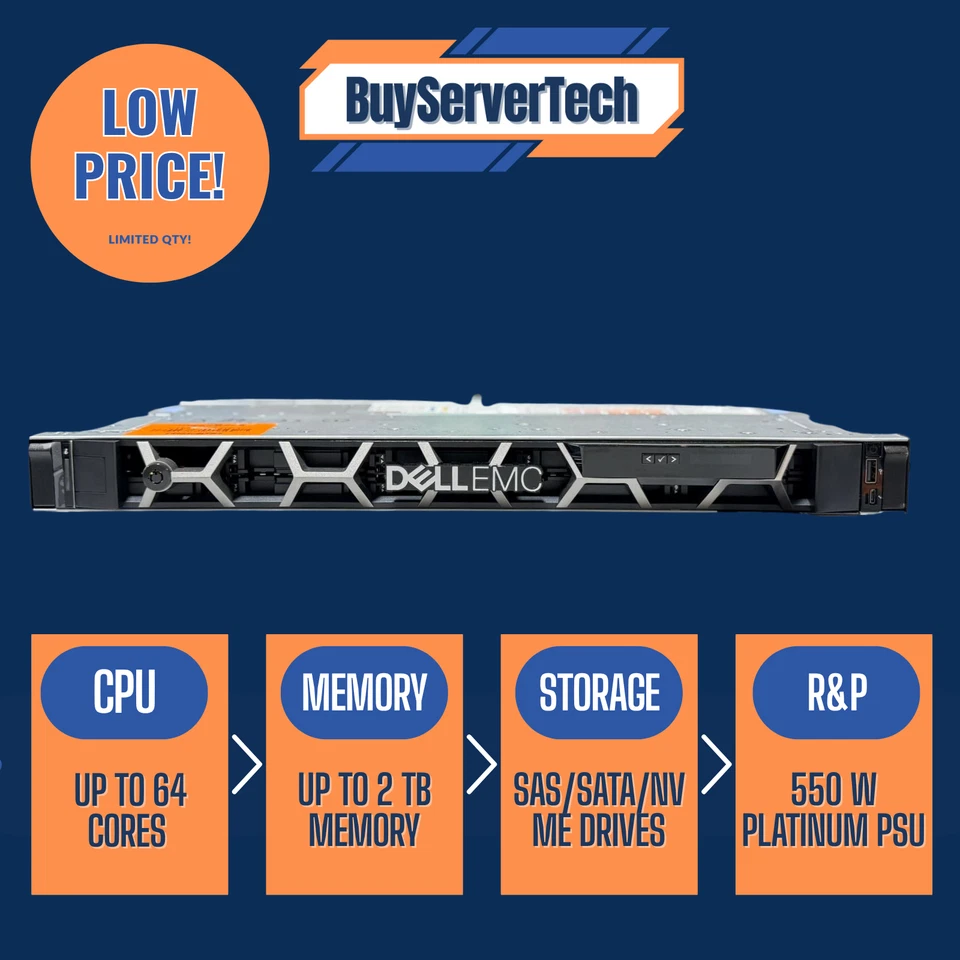 Dell EMC PowerEdge R6515 1U Server AMD EPYC Barebone No CPU RAM SSD - Warranty - Image 3 of 3
