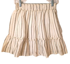 Coquette Short Skirt Ruffle Elastic Waist 24" Size XS White Gold Metallic Lined