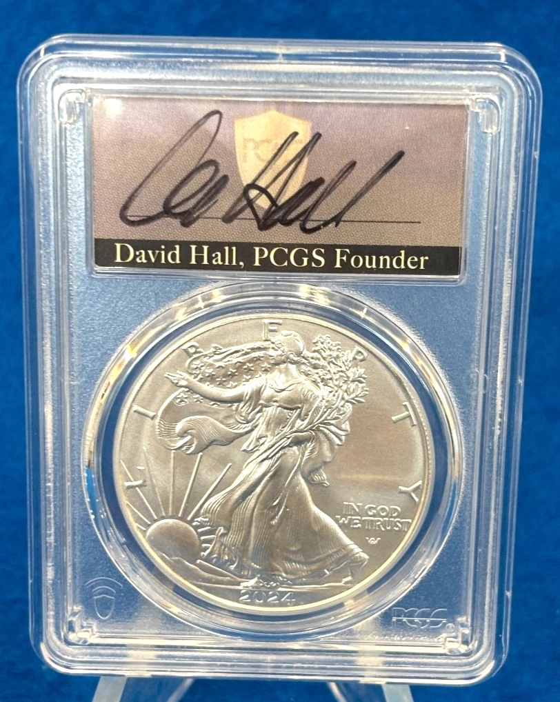 2024 Silver Eagle PCGS MS70 Hand Signed David Hall FDI | eBay