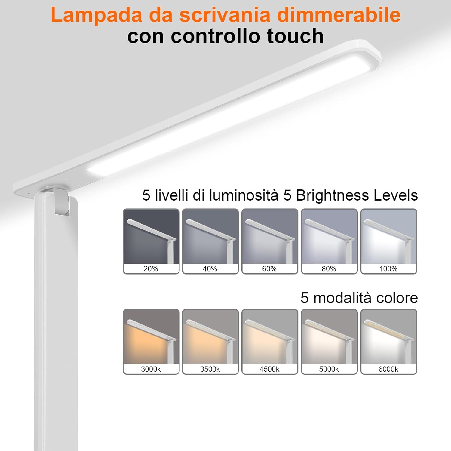 Lampada Scrivania per Bambini LED - Luce Lettura Sicura USB Touch - 3