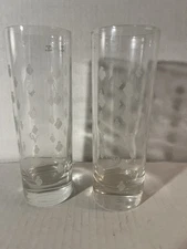 Courvoisier Highball Cocktail Glasses 6" Tall Etched CV Cognac Logo - Set of 2