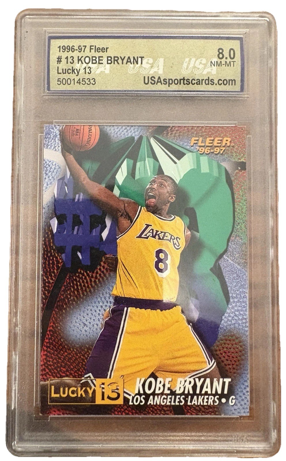1996-97 Fleer - Lucky 13 Kobe Bryant #13 (RC) USASC 8 Lakers