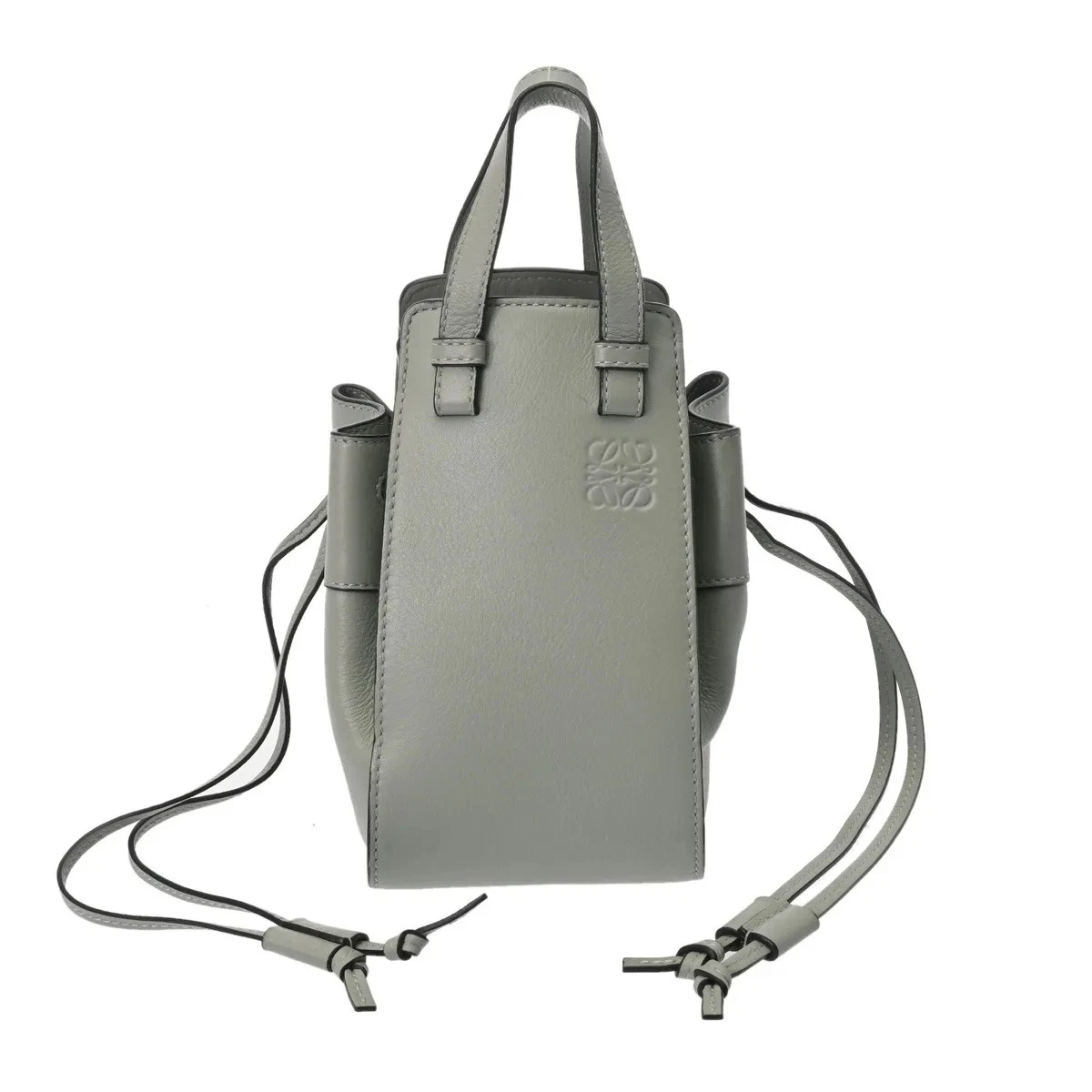 Loewe — Loewe Hammock Drawstring Bag Mini 314.12.V07 Shoulder Bag Calfskin Gray #WB2516