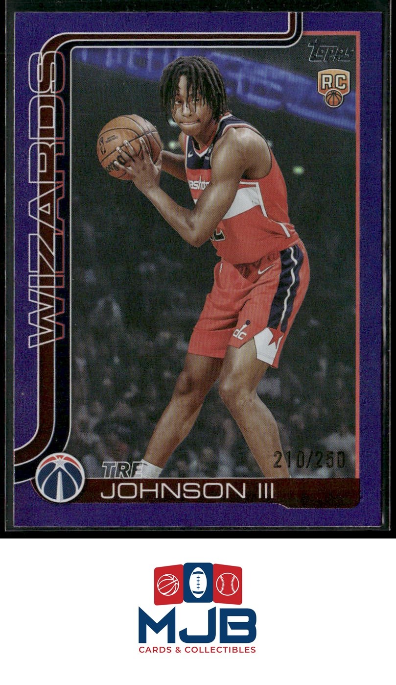 2025-26 Topps Tre Johnson III Purple Rainbow #/250 Rookie #206 Wizards