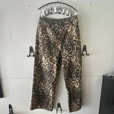 Cider Women's Animal Print Cotton Pants Beige Black
