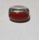 Red Stone Vintage Heavy Weight 925 Sterling Silver  Size 8
