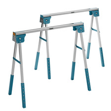 Folding Sawhorse Pair – Adjustable Aluminium Trestles with 2x4 Hooks & Feet