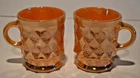 Vintage SET 2 ANCHOR HOCKING  Peach Luster KIMBERLY Diamond Mugs