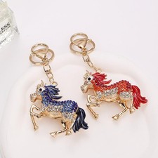 Cute Rhinestone Crystal Horse Keychain Creative Bag Charm Decor Lucky Gift