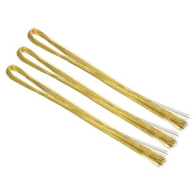32 Inch 22 Gauge Floral Stem Wire, 2 Pack/80 Pieces Stem Paper, Gold Tone