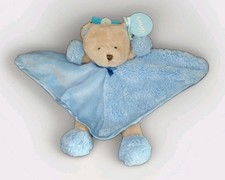 Carter's Smiley Happy Friends Teddy Bear Blue Security Blanket Baby Lovey New