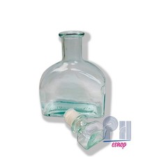 Hand blown Green glass decanter bottle w/ stopper Barware ITALY 6" x 10" Vtg