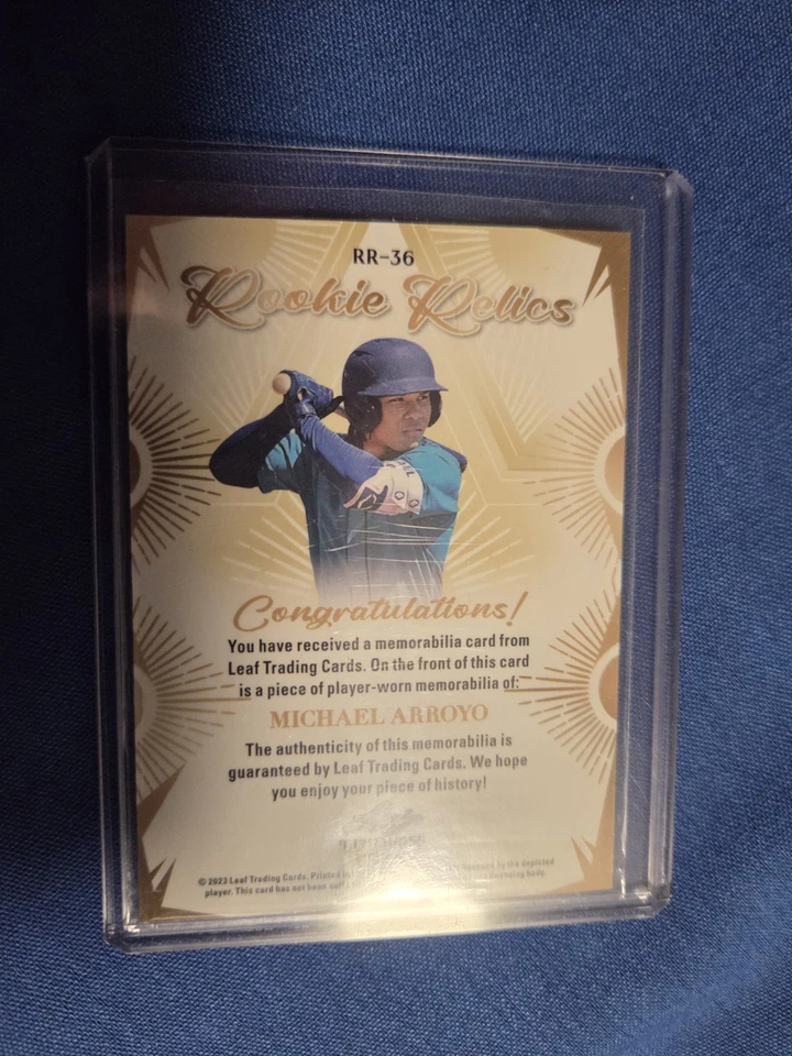 2023 Leaf Trinity Mega Box Rookie Relics Michael Arroyo #RR-36 (MEM, RC) - Image 2 of 2