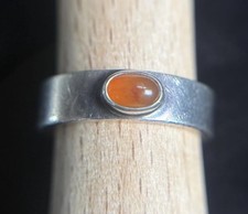 Round Smooth Carnelian Sterling Silver Ring Made in Nepal Size 8.75 Unisex