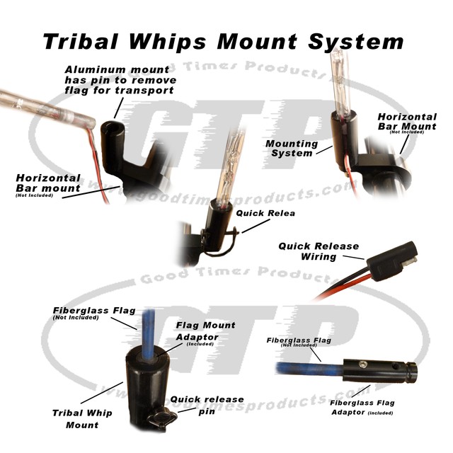 6' Tribal Whips GEM XD LED lighted Whip atv utv antenna Flag Quick 5