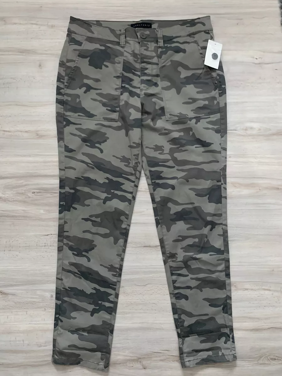 SANCTUARY CLOTHING CAMOUFLAGE PANTS Size Med Brown Camo Stretch Cotton NWT