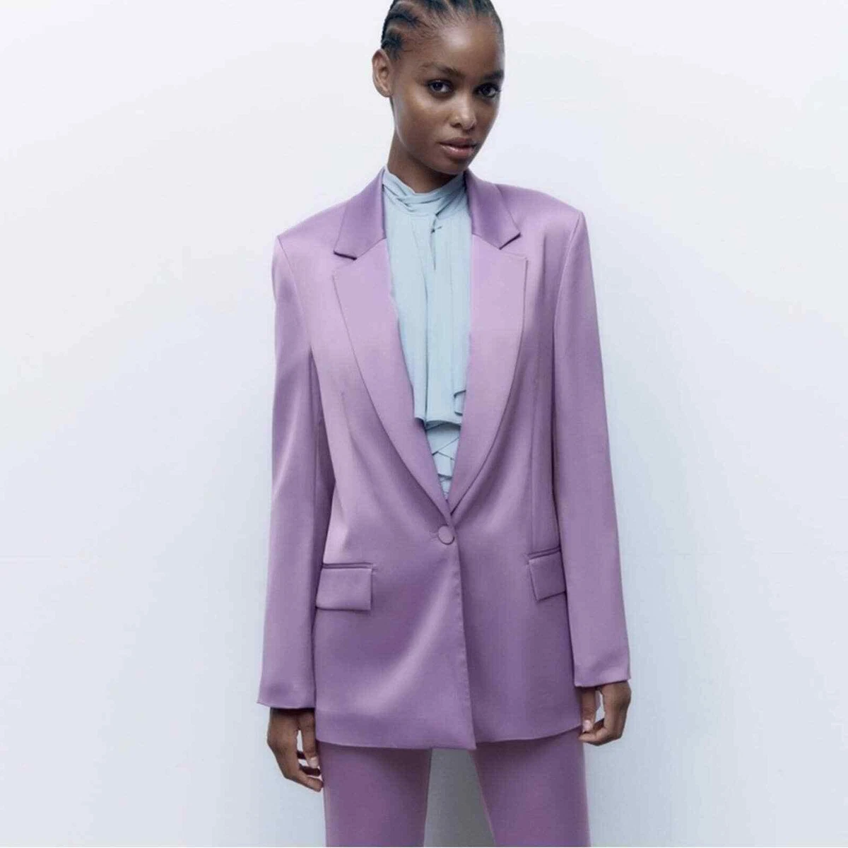 ZARA SATIN EFFECT BLAZER LILAC