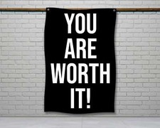 Motivational Gym Flag - You Are Worth It Fitness Wall Decor