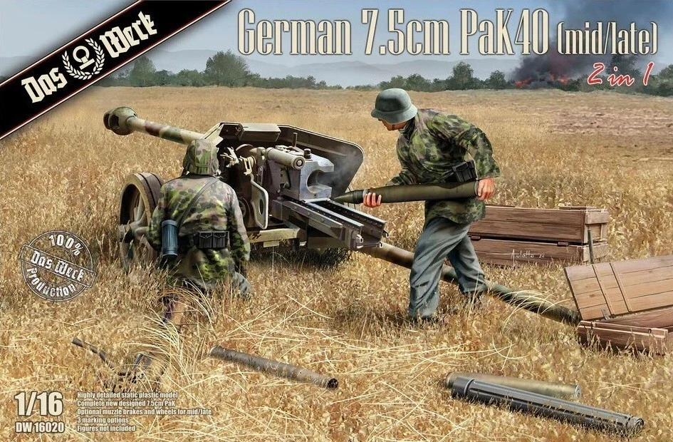 Das Werk 16020 German 7,5cm Pak 40 (mid/late) 2in1 Kit scale 1/16 - Photo 1/1