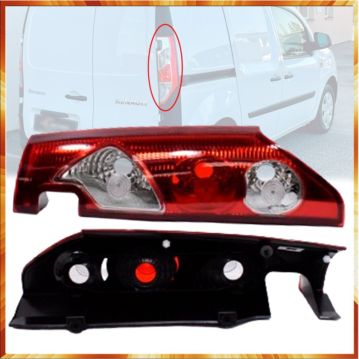 Feu Arrière Gauche Pour Renault Kangoo 2 Portes (2008-2013) - Neuf, Halogène - Référence OEM 8200419949
