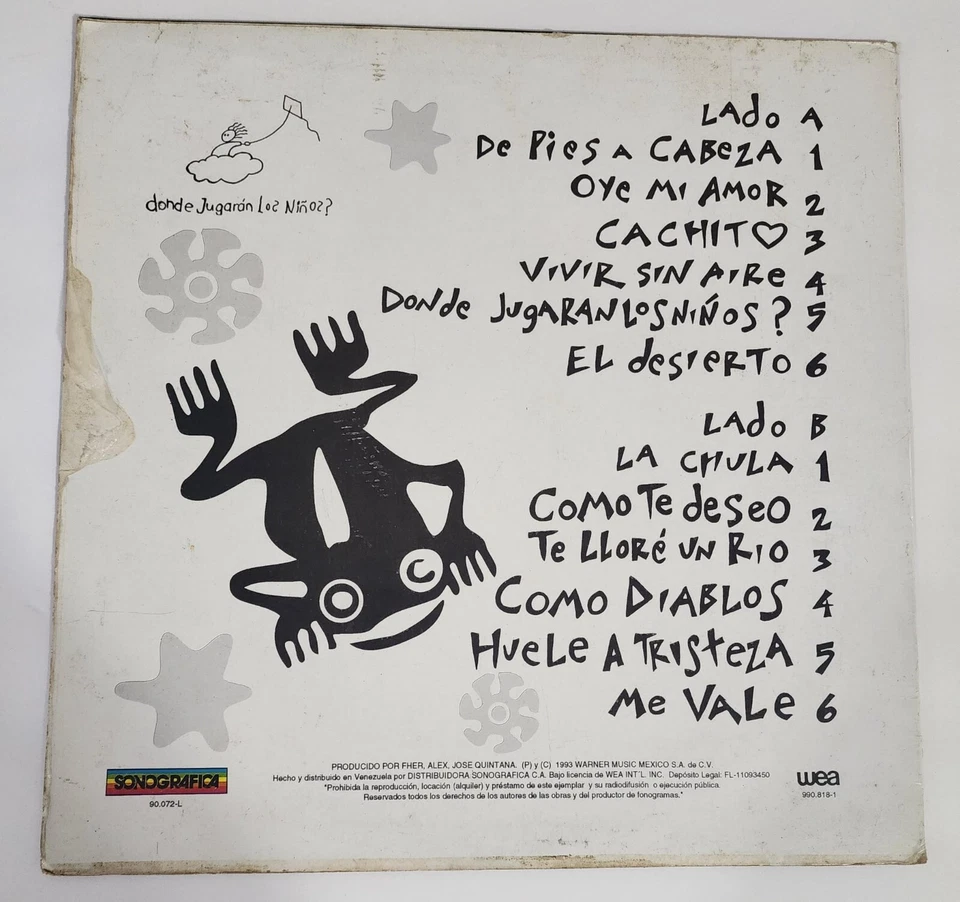 Mana Donde Jugaran Los Niños Lp Vinyl 1993 Rock Latin Pop Venezuela - Image 2 of 4