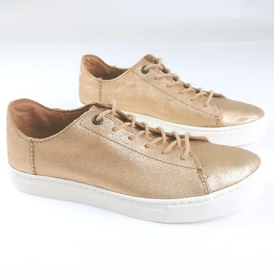 TOMS Rose Gold Metallic Leather Lenox Sneakers Shoes Style