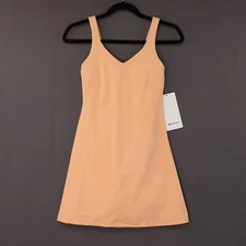 Lululemon Align Dress Womens Tank Peach Bellini Orange Nulu Short Liner Sz NWT