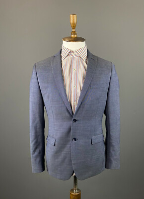 Men Paoloni Blue Wool Two Button Sport Coat Balzer Size 50