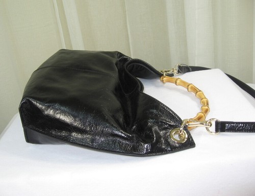 Nuevo con etiquetas Vince Camuto Iggy Anillo de Bambú Manija/Correa de Cuero Desmontable Bolso Hobo Negro - Imagen 7 de 12