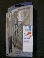 Staedtler 9 Piece Math Set - 9 Piece Blue Silver 55060s9a6 Brand New  Sealed