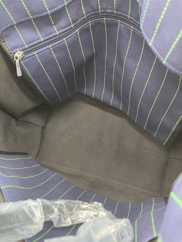 AUTH NWOT NEW $455 Longchamp Essential University Stripe Large Cotton Tote-Navy - Picture 9 of 16