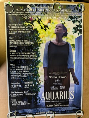 Rolled Poster 27 X 40 AQUARIUS (2016) Sonia Braga, Maeve Jinkings, Santos NEW