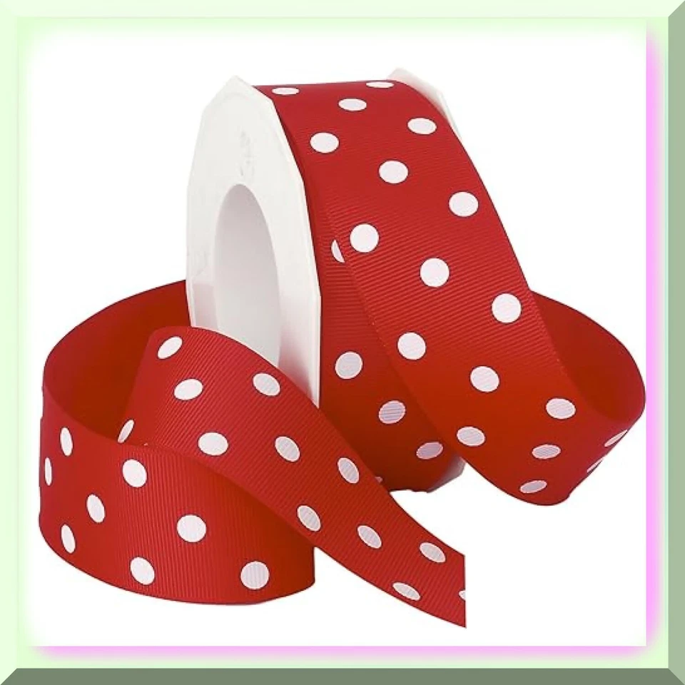 Polka Dot Delight - Cinta de grosgrain roja y blanca vibrante Sp Foto 4 de 4
