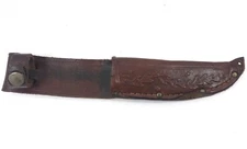 Dark Brown Leather Floral Sheath For Fixed Blade Hunting Survival Knife 1841-P