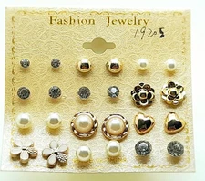 MULTI PACK OF 12 PAIRS STUD VINTAGE MIX STYLE FASHION JEWELRY EARRINGS #29