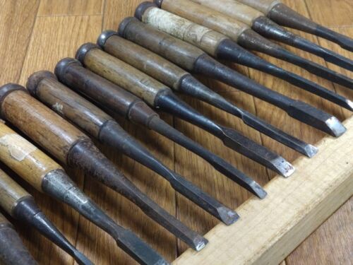 Japanese vintage chisel Tataki Nomi Lot Set Japan Signed Vintage HH285 - Picture 3 of 17