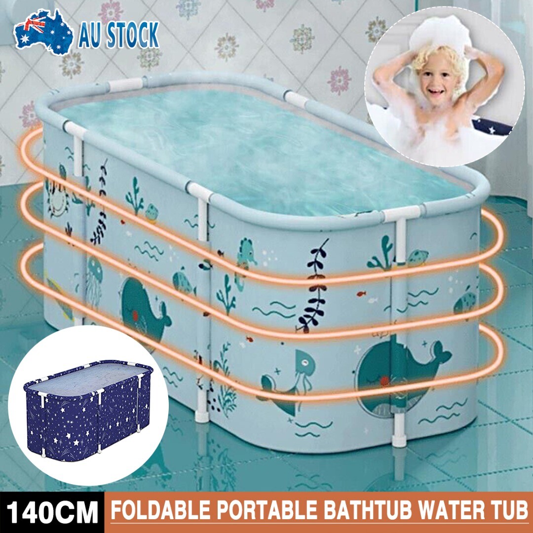 Foldable Portable Bathtub Folding 140X58cm Tub PVC Adult Spa Bath Bucket eBay