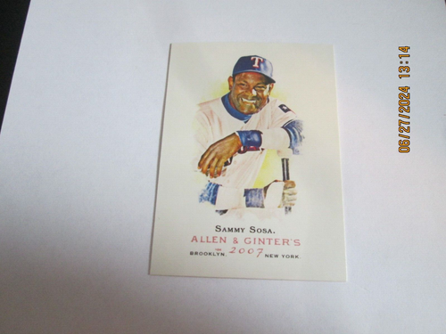 SAMMY SOSA RANGERS 2007 TOPPS ALLEN & GINTER'S CARD #345