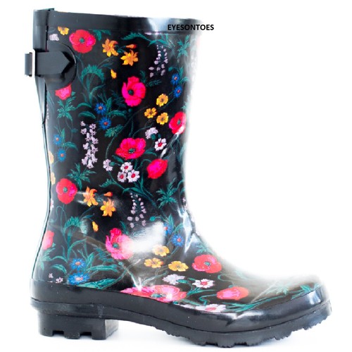 WELLIES Flor Botas de Agua Mujer Botas Impermeables | eBay