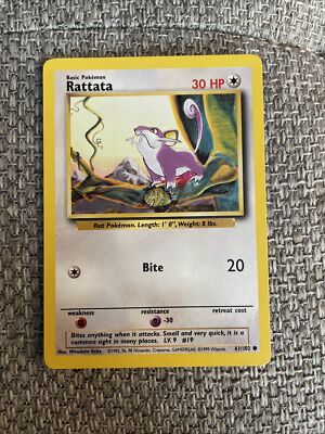 Rattata Base Set 61/102 - 1995, 96, 98 Nintendo - Pokemon Card
