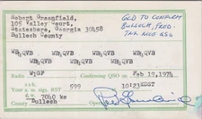 amateur ham radio QSL postcard WB4QVB Robert Greenfield 1974 Statesboro Georgia