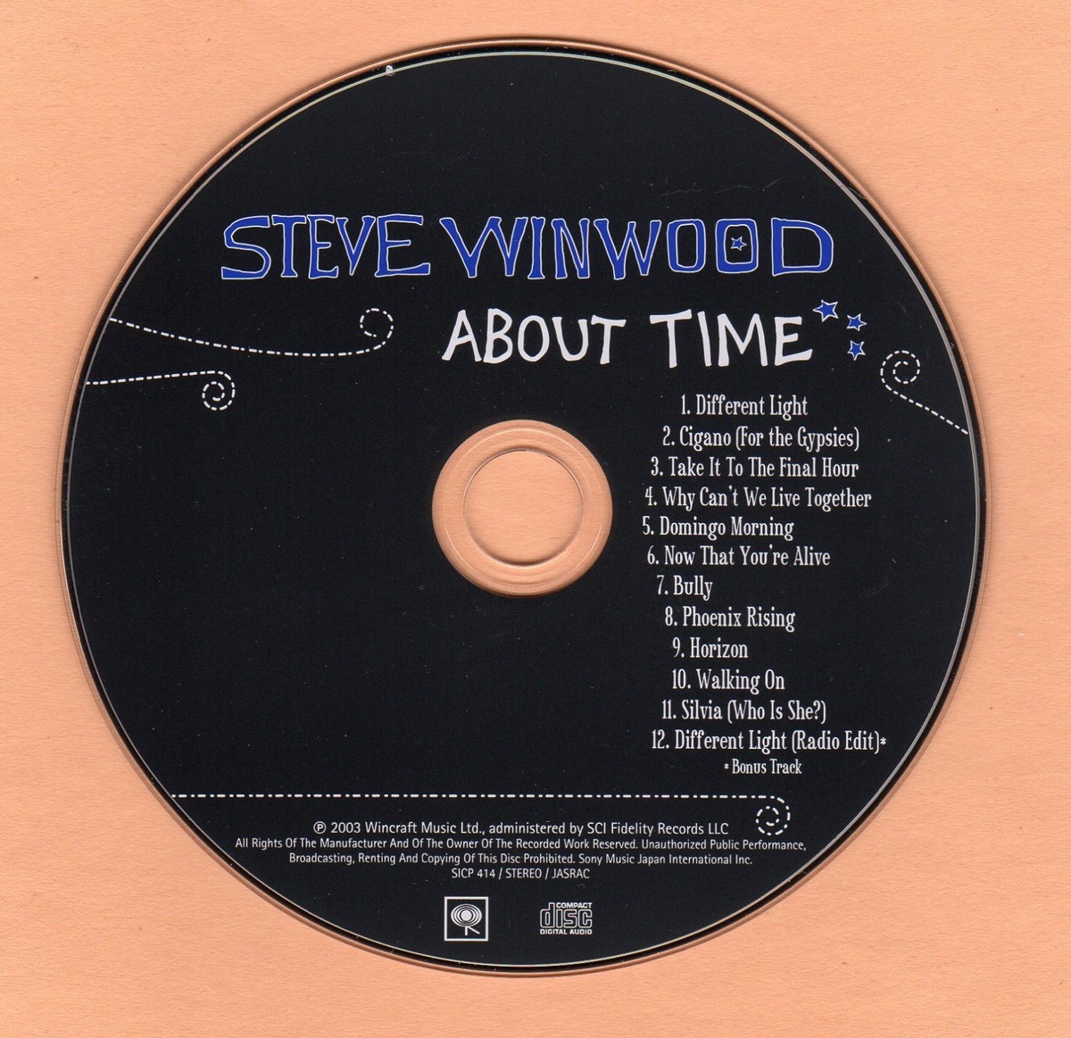 About Time - Steve Winwood Japan 1st Issue CD Sony SICP-414 Like