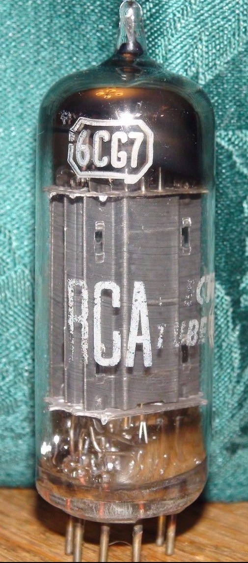Vintage RCA Black Plate 6CG7 Vacuum Tube Results = 1780/1635 µmhos 5.4/4.6 mA