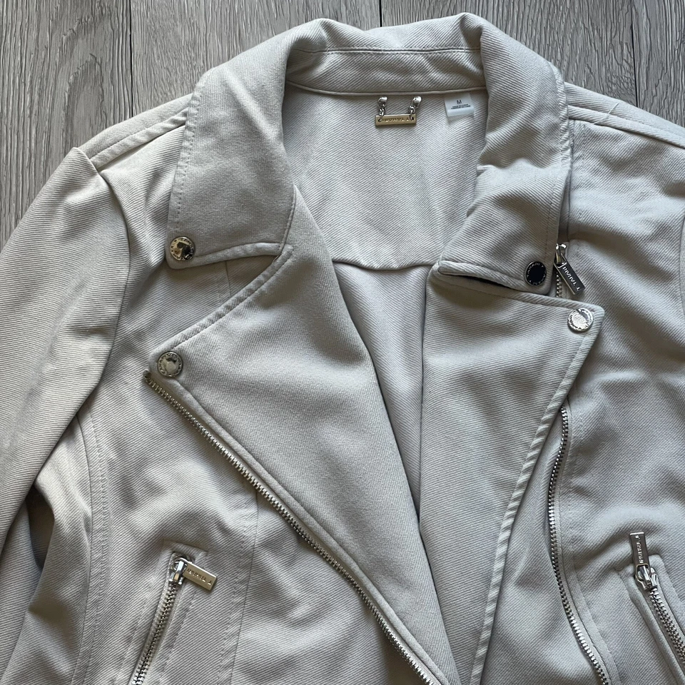 Tahari Cream Moto Jacket size M Foto 3 de 4