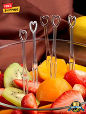 150 pcs Clear Heart-Shaped Fruit Forks Double...