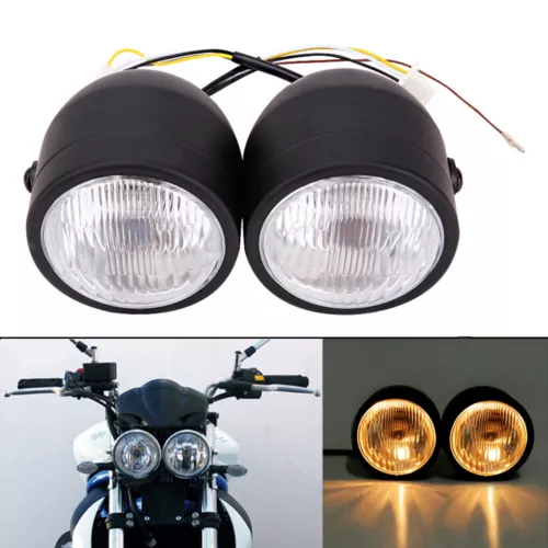 4" Twin Headlight Motorcycle Double Dual Lamp For Sport Street Fighter Universal