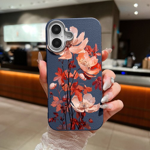 For iPhone 16 15 Pro Max 14 13 12 11 Leather TPU Soft Flower Phone Case Cover - Picture 16 of 22