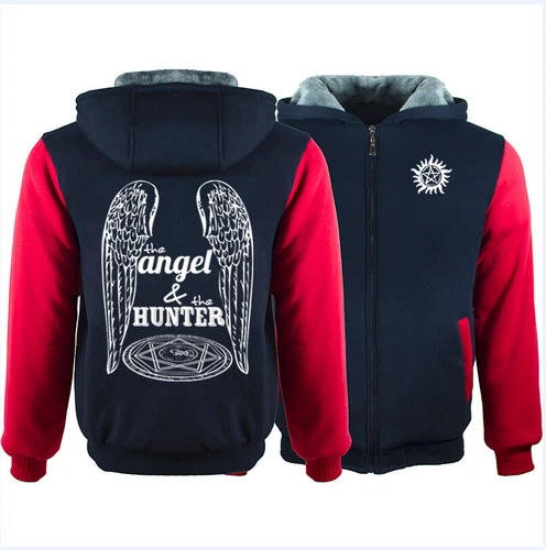 Supernatural Casual Hoodie Winter Fleece Coat Warm Jacket Full-Zip Sweatshirt - Bild 7 von 24