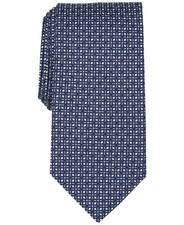 MICHAEL KORS Navy Blue Mini Neat Geo Geometric Silk Blend Neck Tie NEW