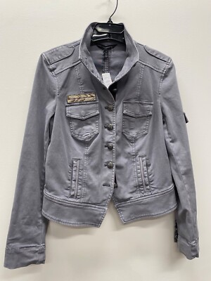 NWT White House Black Market Washed Gray Denim Jacket